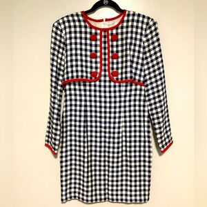 Christmas Dress Misty Lane Holiday Plaid  Black White Gingham Made In U.S.A